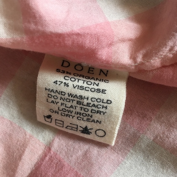 DOEN Jane Pink + White Gingham Organic Cotton + Viscose Blouse XL - Picture 6 of 6
